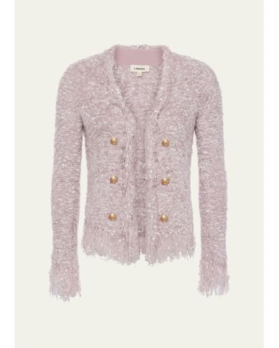 L'Agence Azure Fuzzy Cardigan Blazer - Pink