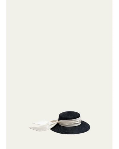 Eugenia Kim Colette Hemp Large-brim Hat With Scarf - White