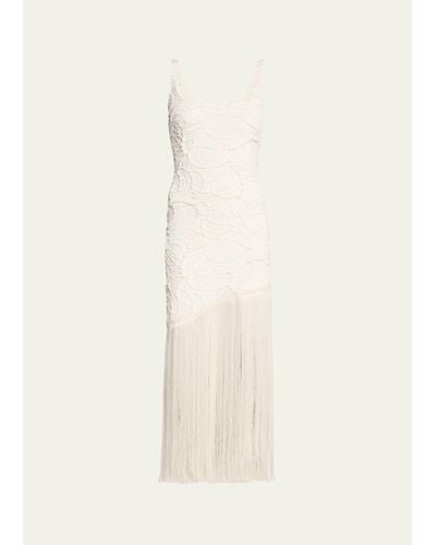 PATBO Jacquard Fringe Maxi Dress - Natural