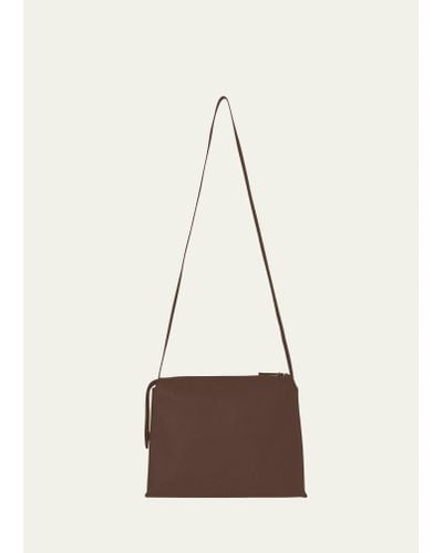 The Row Nu Twin Crossbody Bag In Grained Calfskin - Natural