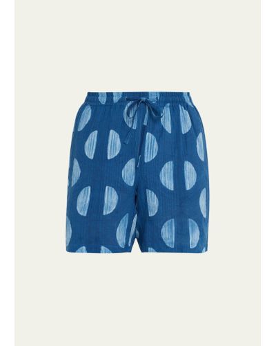 Kardo Seersucker Circular-print Shorts - Blue