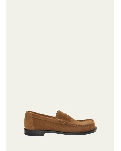Loewe Campo Suede Penny Loafers - Natural