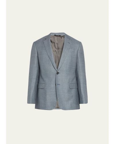 Giorgio Armani Textured Wool-blend Dinner Jacket - Blue