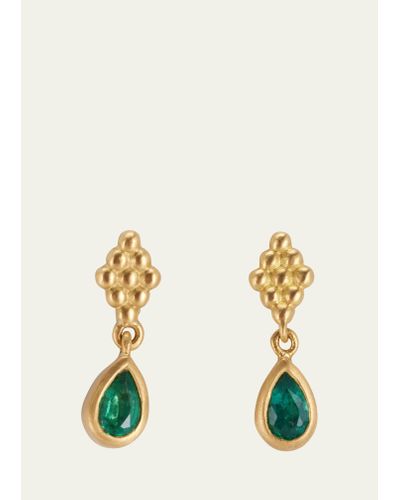 Prounis Jewelry Small Emerald Nona Earrings - Metallic