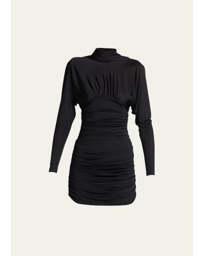 Saint Laurent Ruched Body-con Mini Dress - Black