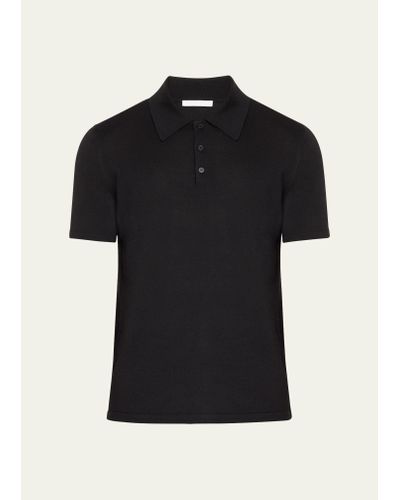 Helmut Lang Wool-silk Polo Shirt - Black