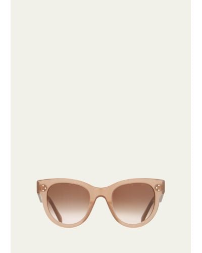 Celine Round Acetate Sunglasses - Natural