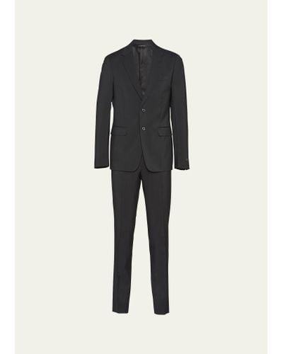 Prada Wool-mohair Solid Suit - Black