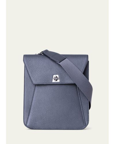 Akris Anouk Medium Flap Leather Messenger Bag - Blue