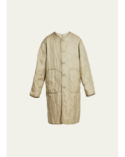 Dries Van Noten Garment-dyed Onion-quilted Liner Coat - Natural