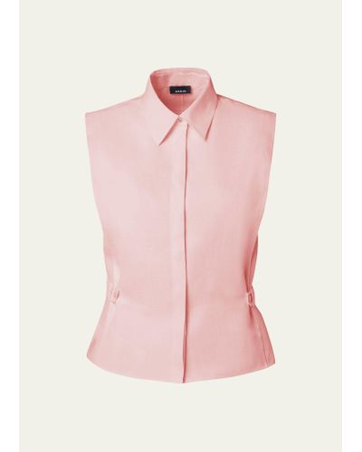 Akris Fitted Linen Voile Blouse - Pink
