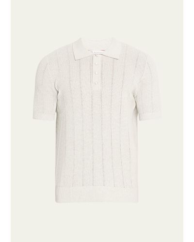 Brunello Cucinelli Open-gauge Cotton Polo Shirt - Natural