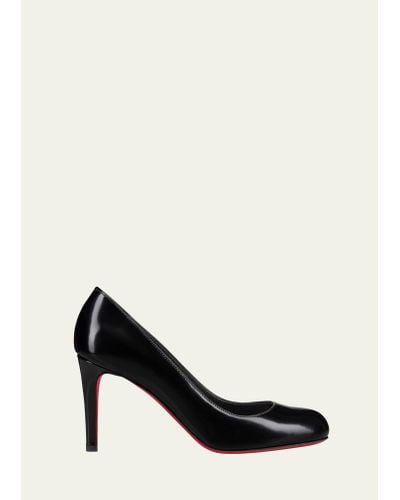 Christian Louboutin Pumppie Abrasivato Red Sole Calfskin Leather Pumps - Black