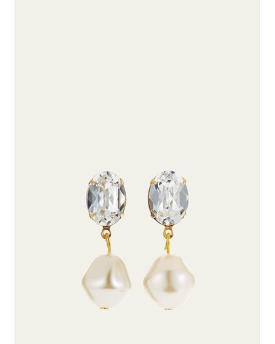 Jennifer Behr Tunis Crystal-pearl Drop Earrings - Natural