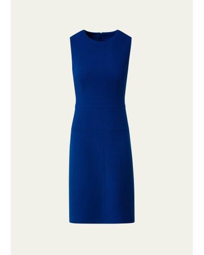 Akris 70's Inspired Wool Short Dress - Blue
