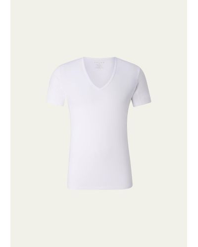 FALKE Cotton-stretch V-neck T-shirt - White