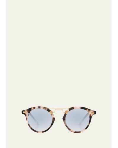 Krewe St. Louis Round Mirrored Sunglasses - White