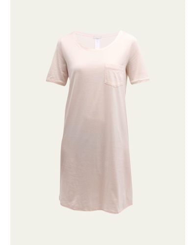 Hanro Cotton Deluxe Short-sleeve Big Sleepshirt - Pink