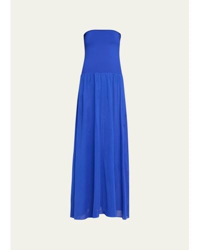 Eres Ankara Strapless Maxi Dress - Blue