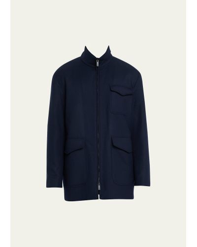 Giorgio Armani Wool Three-pocket Overcoat - Blue