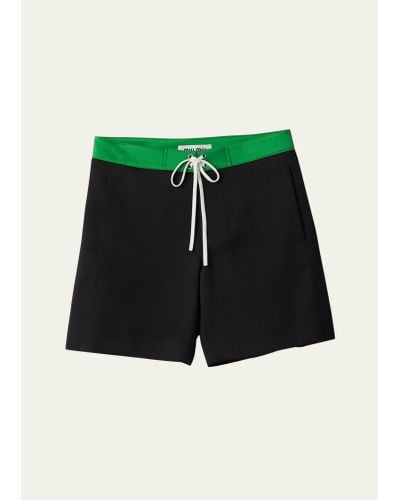 Miu Miu Colorblock Drawstring Low Rise Shorts - Green