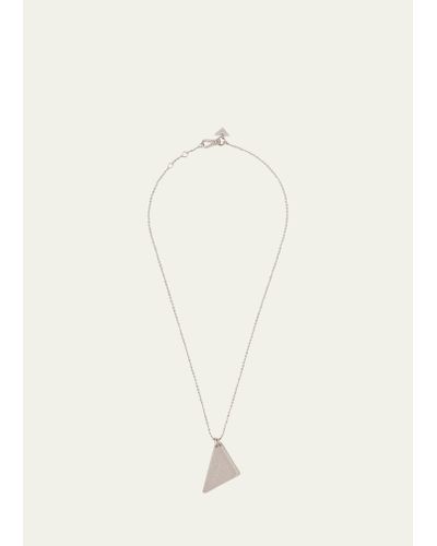 Prada Sterling Silver Triangle Charm Necklace - Natural