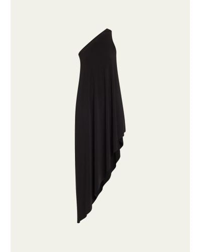 Norma Kamali One-shoulder Diagonal Tunic Coverup - Black