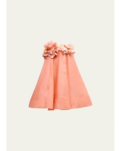 Zimmermann Natura Strapless Floral Mini Dress - Pink