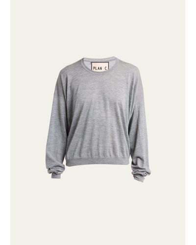 Plan C Light Cashmere Knit Sweater - Gray