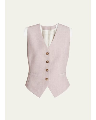 Victoria Beckham Raw-edge Wool Vest - Pink