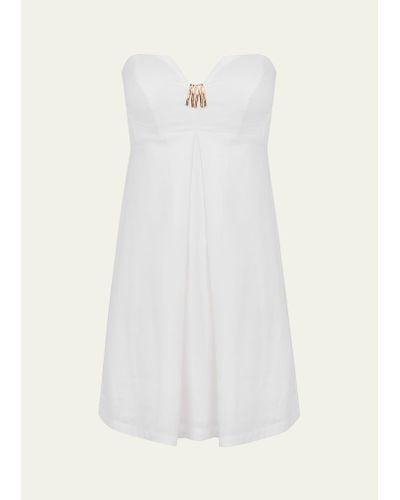 ViX Solid Lucile Detail Strapless Mini Dress - White