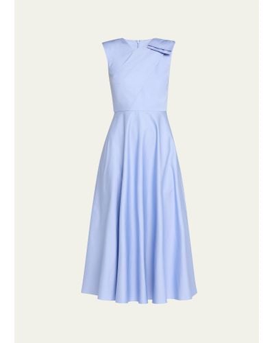 Roland Mouret Cotton Poplin Midi Dress With Bow Detail - Blue