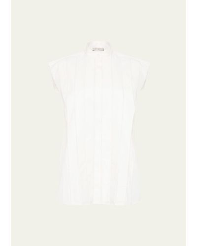 St. Agni Sleeveless Tuck-detail Shirt - White