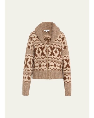 FRAME Fairisle Zip-front Sweater - Natural