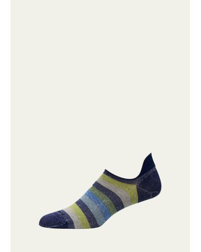 Marcoliani Stripe No-show Socks - Blue