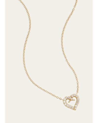 Jamie Wolf 18k Yellow Gold Script Pave Heart Pendant Necklace With Diamonds - Natural
