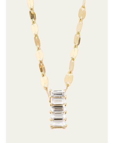 Lana Jewelry 14k Yellow Gold Baguette Diamond Vertical Pendant Necklace - White