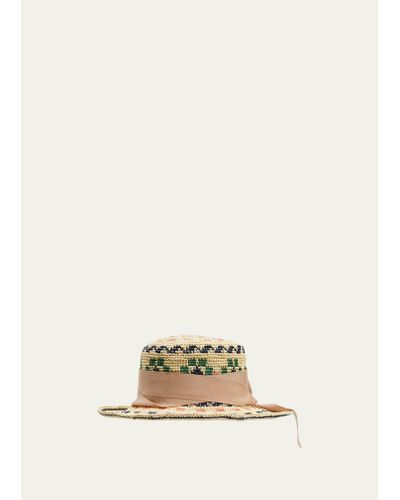 Sensi Studio Hippie Crochet Straw Sun Hat - Natural