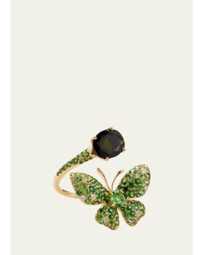Stefere 18k Yellow Gold Green Ring From Butterfly Collection