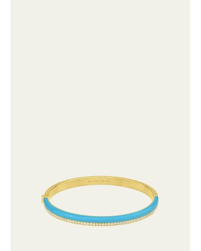 Paul Morelli Pinpoint Yellow Gold Bangle Bracelet With Diamonds And Turquoise Enamel - Multicolor