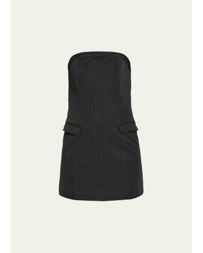Ksubi London Pinstripe Strapless Mini Dress - Black