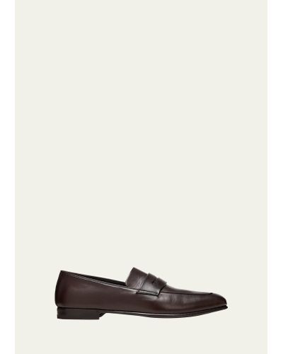 ZEGNA Lasola Leather Penny Loafers - White