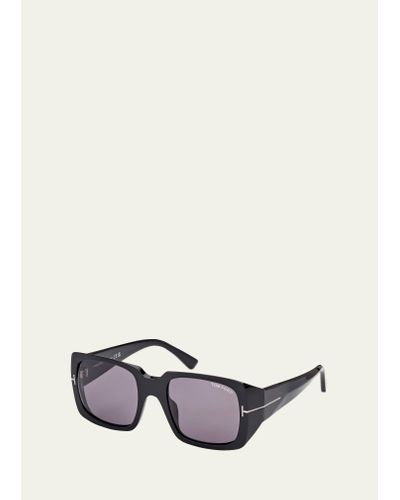 Tom Ford Logo Square Acetate Sunglasses - Gray