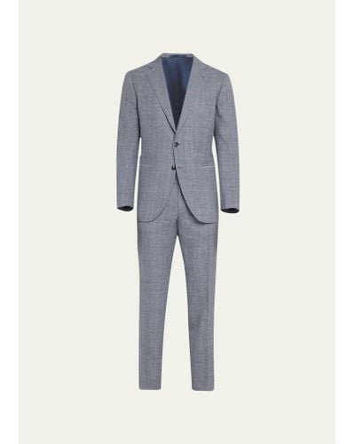 Cesare Attolini Wool-blend Plaid Suit - Blue
