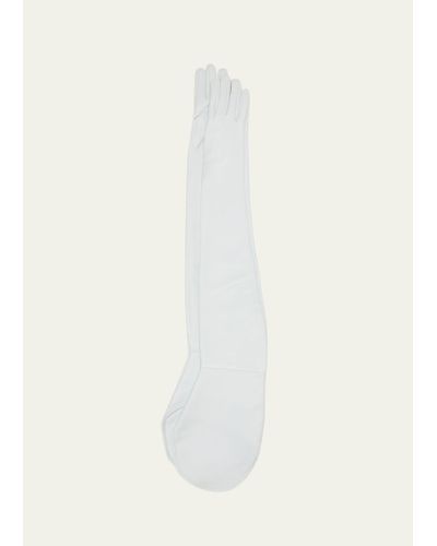 Jil Sander Patent Leather Shoulder Gloves - White