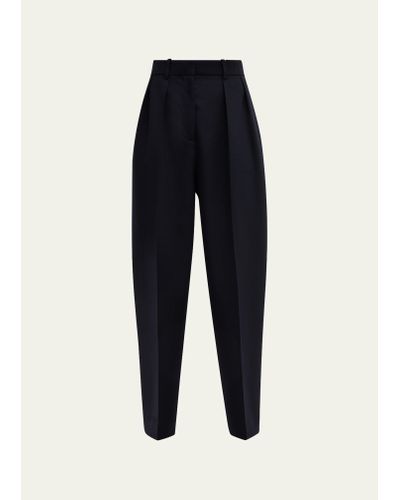 The Row Corby Pleated Tapered Wool Pants - Blue