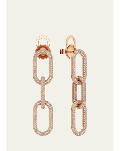 Bhansali Connect Collection Three-link Pave Diamond Earrings In 18k Rose Gold - Natural