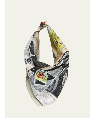 Bottega Veneta Foulard Newspaper-print Top-handle Bag - Metallic