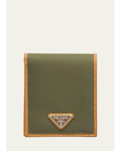 Prada Re-nylon And Leather Bifold Wallet - Green