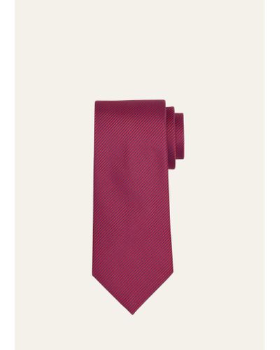 Charvet Stripe Satin Tie - Pink